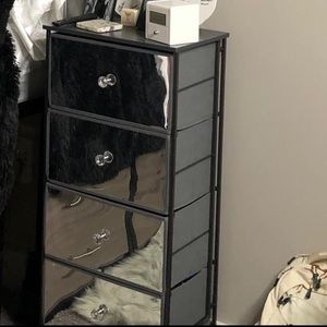 Paige Tall Mirrored 4-Drawer Cart on Wheels (Dormify)